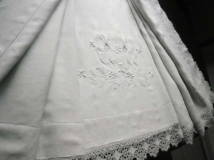 Monogrammed JL embroidered sheet