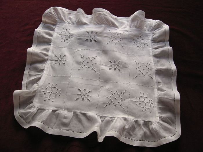 Small vintage embroidered pillow sham