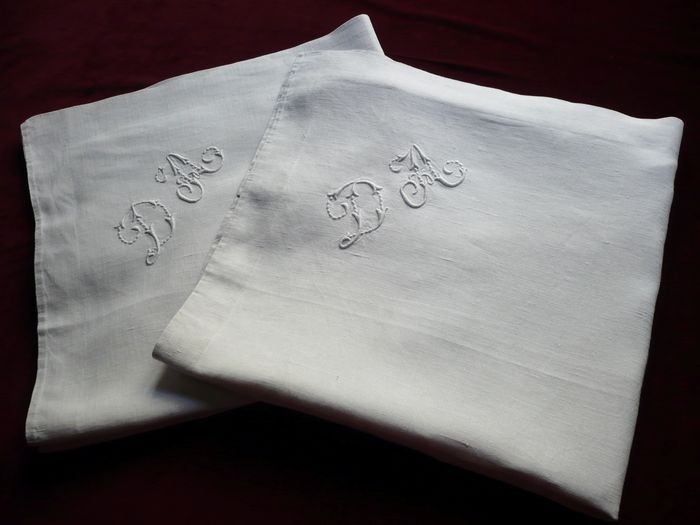 Embroidered French pillow sham monogram DA