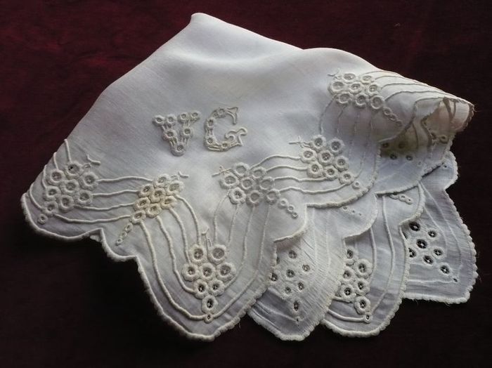 French embroidered handkerchief