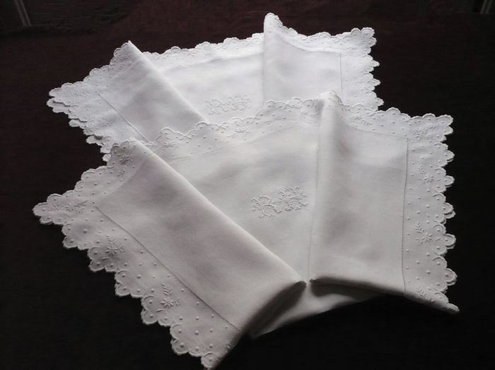 Pair of Exceptional linen pillow shams, monogram: RH