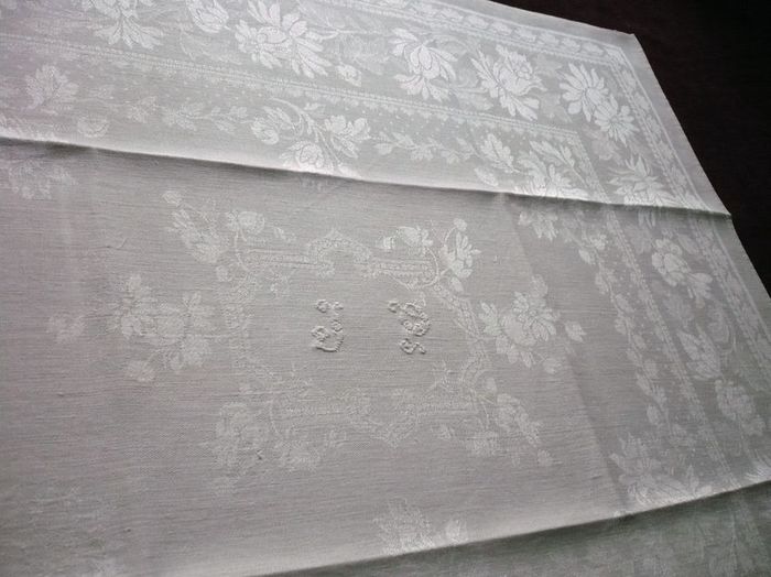 Linen damask napkins, Monogram:JP