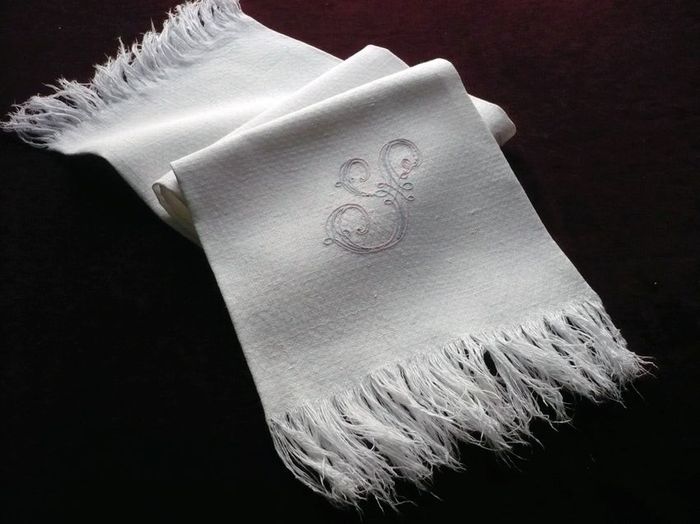 french linen hand towels, monogram:S