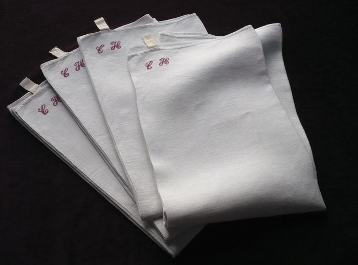 Antique dish towels, monogram CH