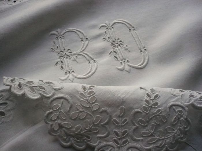 finest white linen bedding monogram BD