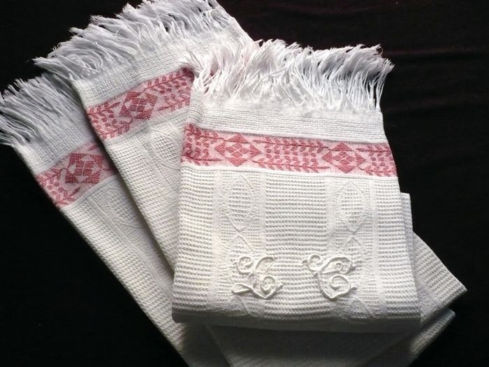 country French vintage hand towels monogram LC