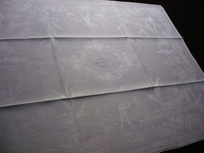 10 French Damask Napkins, Monogram FR
