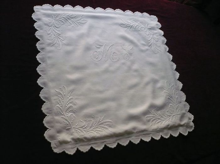 Embroidered pillow sham, monogram: MG