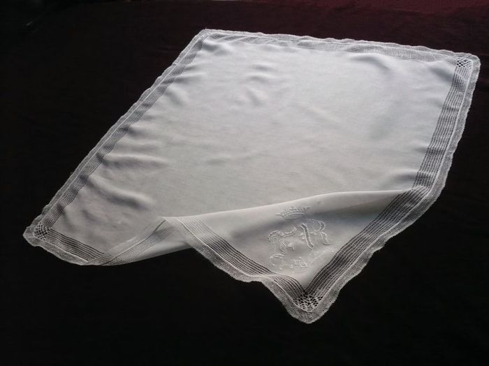 Antique embroidered handkerchief, monogram: FR