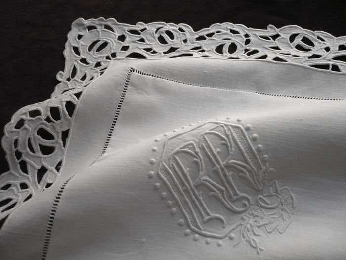 luxury fine linen pillowcases monogram RR
