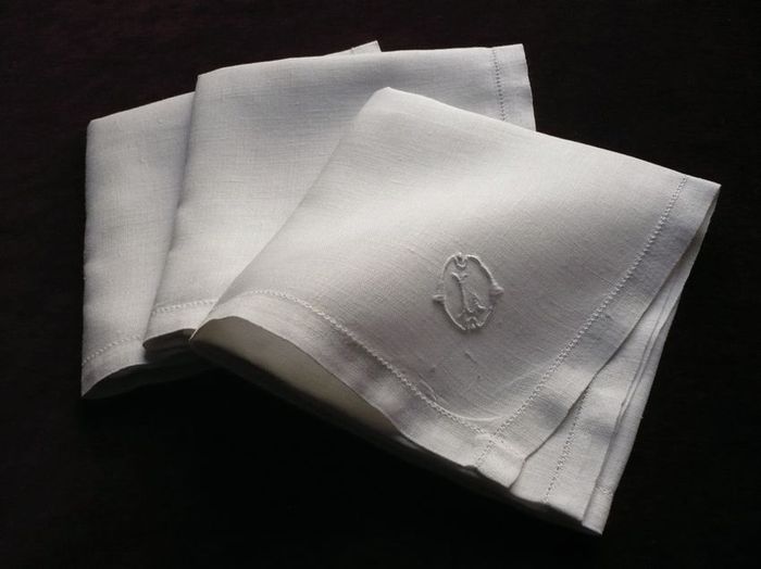 3 Elegant men's hankerchiefs, monogram: L 