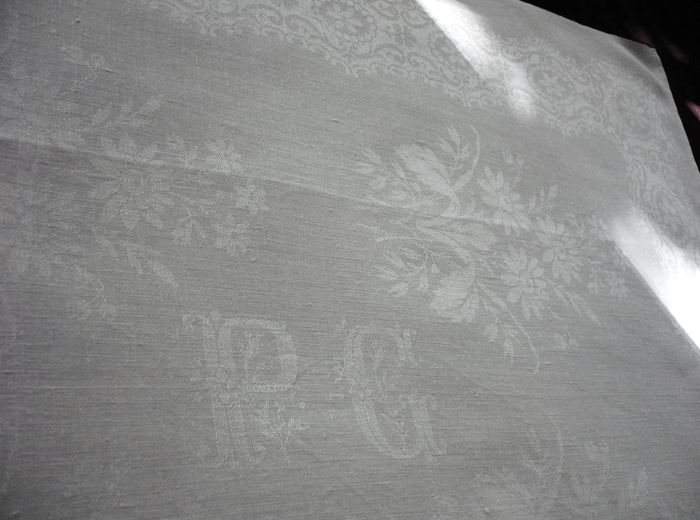 antique linen dinner napkins monogram PG