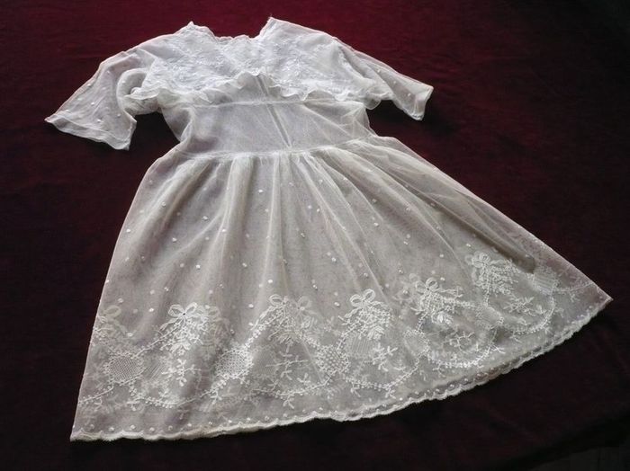 antique child's dress white silk tulle