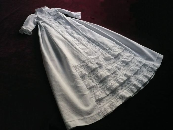 antique cotton pique Christening gown