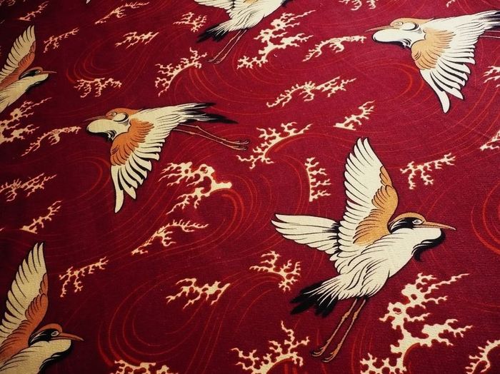 art deco Japanese fabric with birds