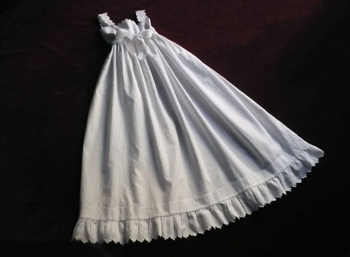 vintage French cotton pique Christening gown