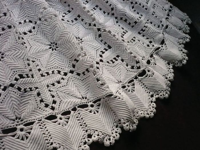 luxury French bedding hand made crochet coverlet