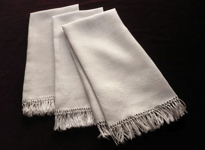 Antique linen damask guest hand towels