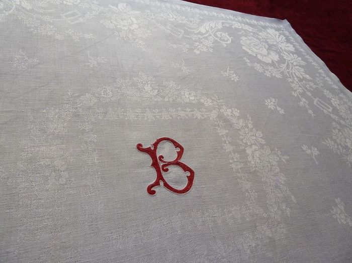 eleven antique linen damask napkins monogram B