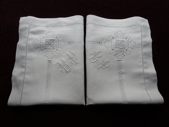  embroidered linen pillow shams monogram BP